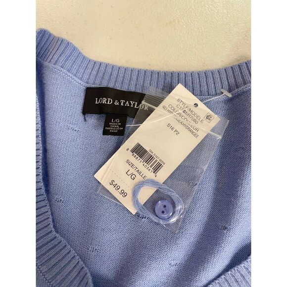 Lord & Taylor Hydrangea Swiss Dot Cardigan Sweater Large NWT - Picture 3 of 4